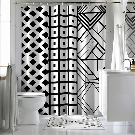 black and white geometric shower curtain|geometric shower curtains for bathroom.